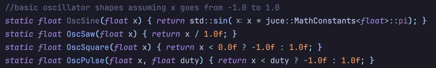 nice and tidy oscillator functions that I am too lazy to transcribe here I am sorry :(. If this has inconvenienced you please email me and I will come back and fix it I promise.